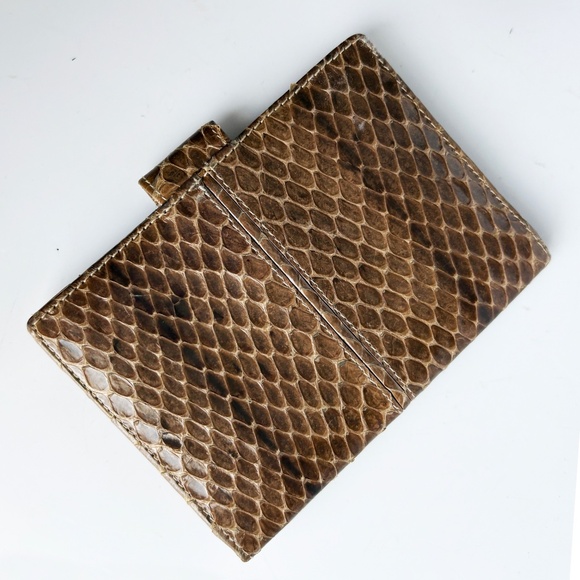 Judith Leiber Wallet Snakeskin Leather Small Card Holder Bifold Vintage Rare - Picture 3 of 8